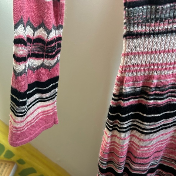 Guess Jeans Y2K Pink Striped Crochet Long Sleeve Dress L - Picture 5 of 16